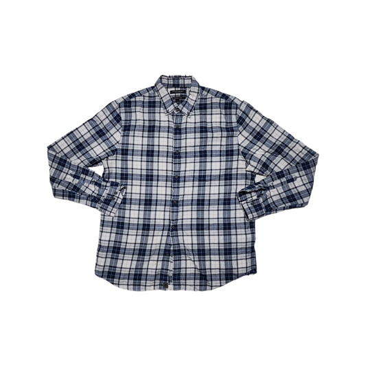 Camisa Banana Republic Grande L Untucked Slimfit Cuadro Azul