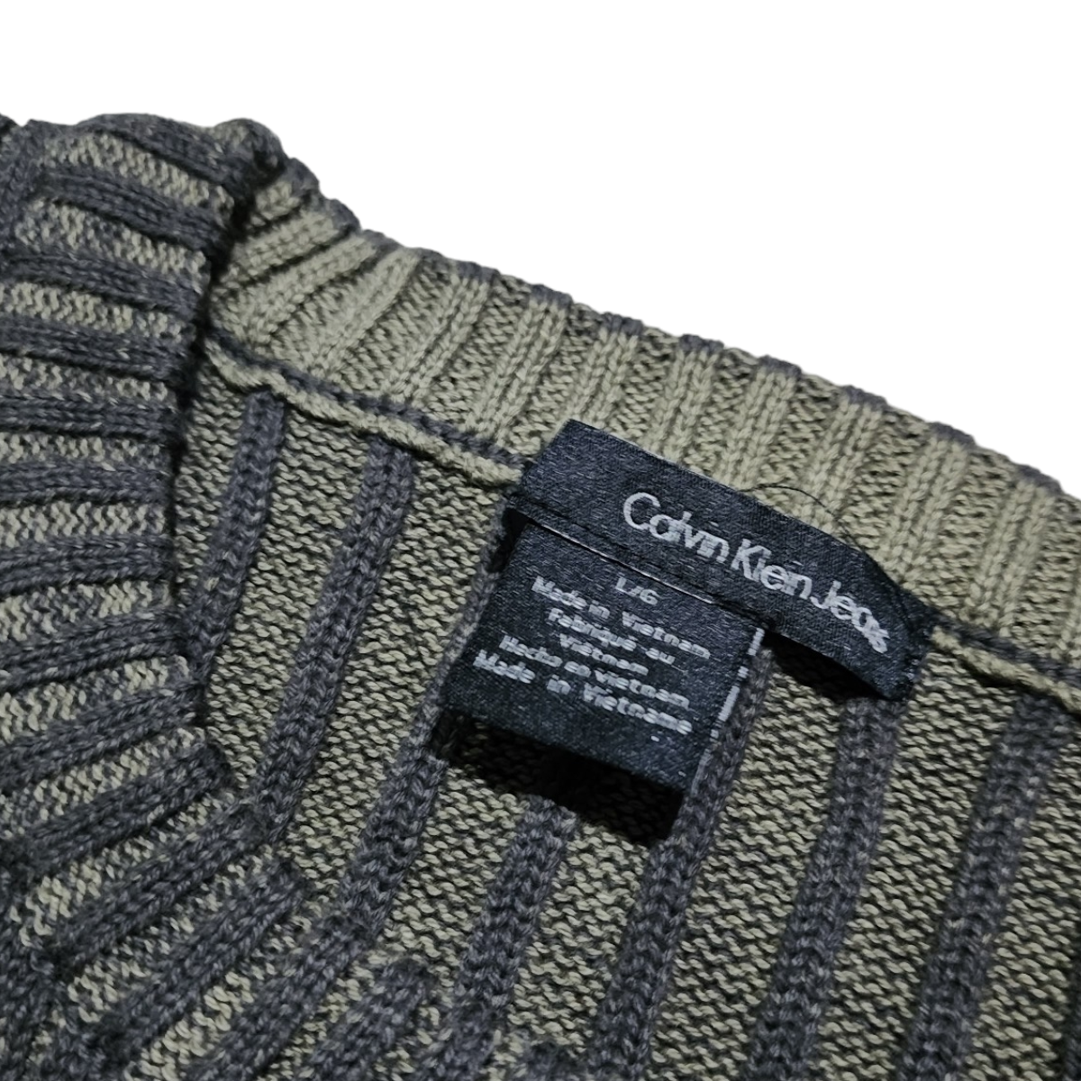 Sueter Calvin Klein Jeans Grande L Verde Con Gris