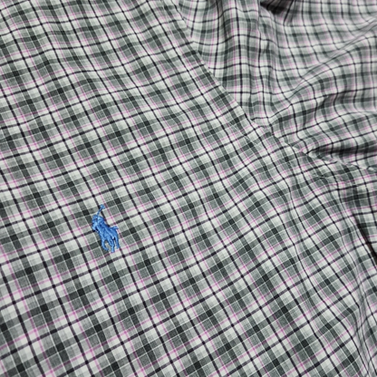 Camisa Ralph Lauren Xgrande Xl Cuadros Gris Y Rosa Stretch