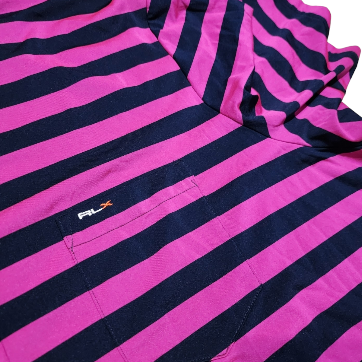 Playera Polo Ralph Laurenx Xgrande Xl Lineas Rosa Y Azul