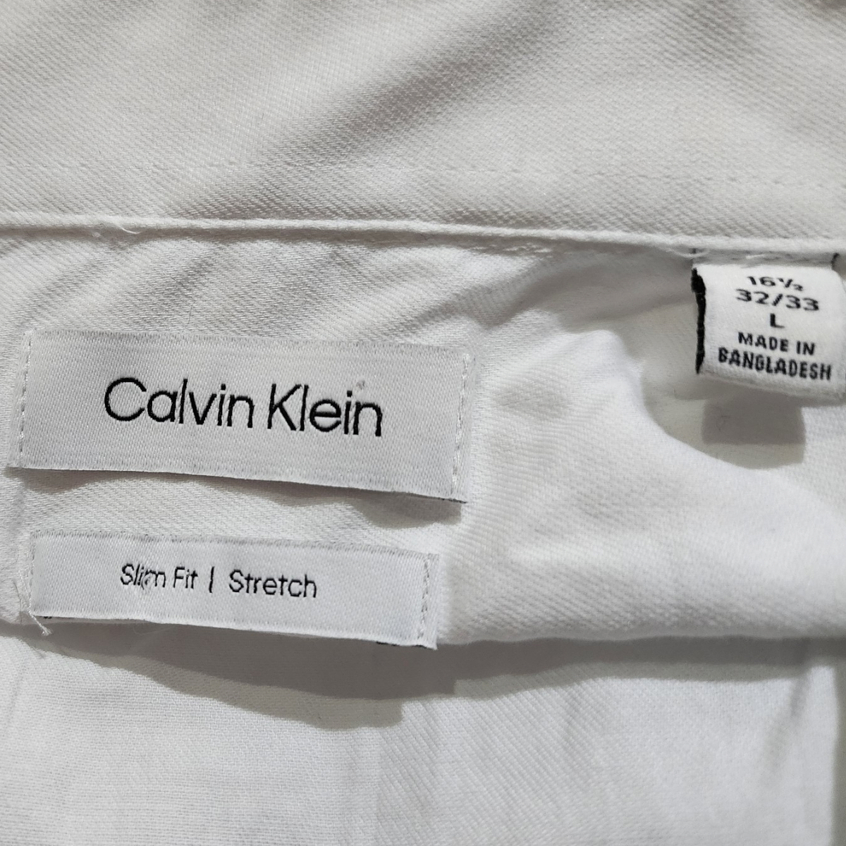 Camisa Calvin Klein Grande L 16 1/2 32-33 Slimfit Blanca