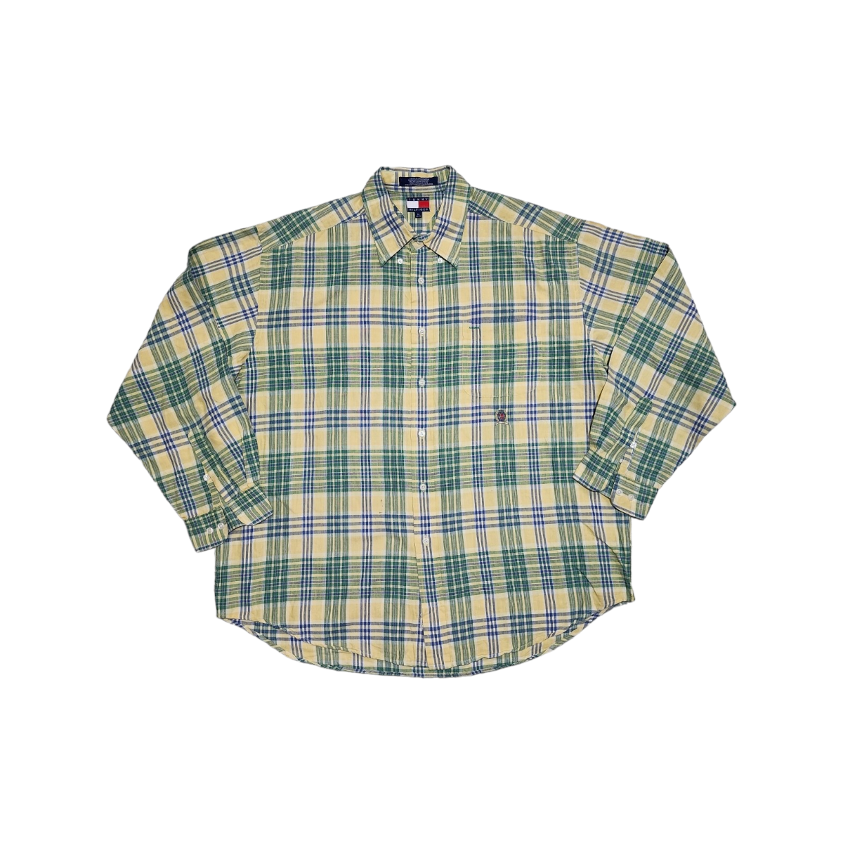 Camisa Tommy Hilfiger Xgrande Xl Cuadros Amarillo Verde