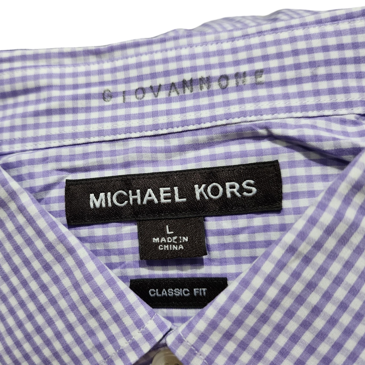 Camisa Michael Kors Grande L Classic Fit Cuadros Purpura