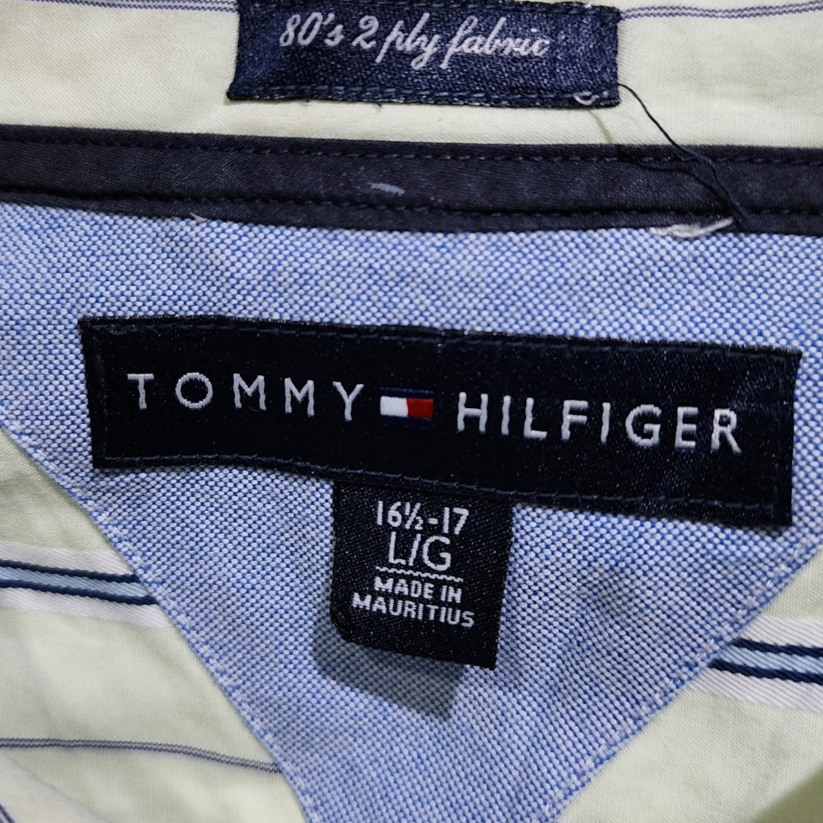 Camisa Tommy Hilfiger Grande L 16 1/2 Verde Lineas