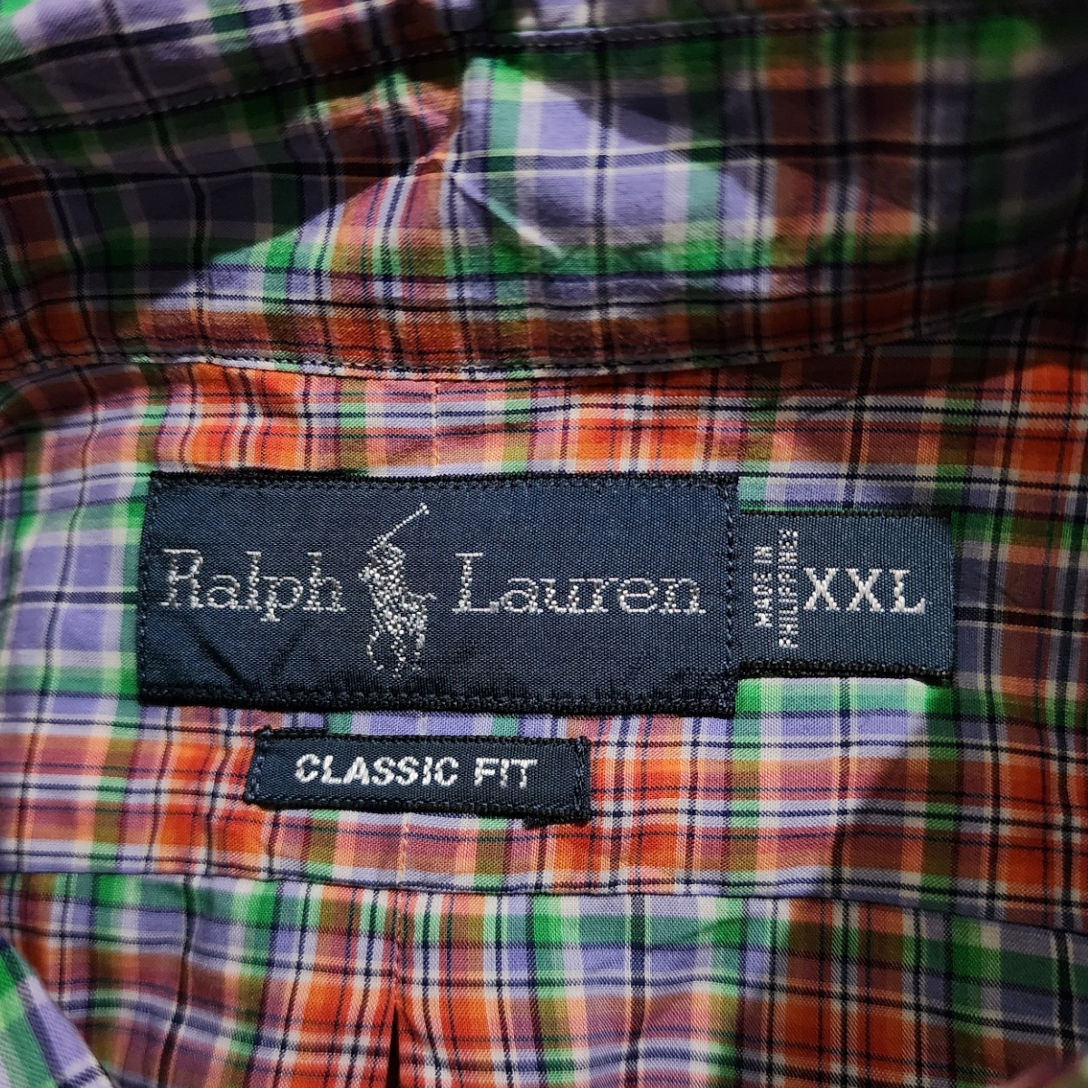 Camisa Manga Corta Ralph Lauren 2xl Classic Cuadros Naranja