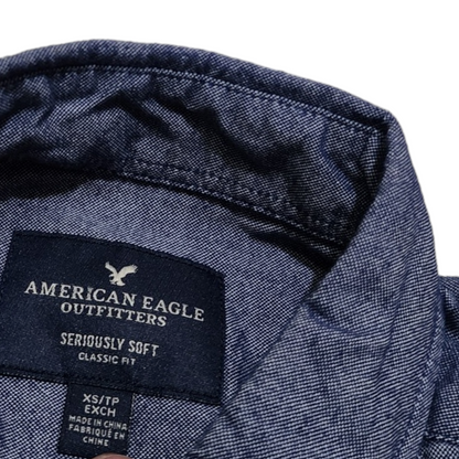 Camisa Manga Corta American Eagle Xchico Xs Azul Classic Fit