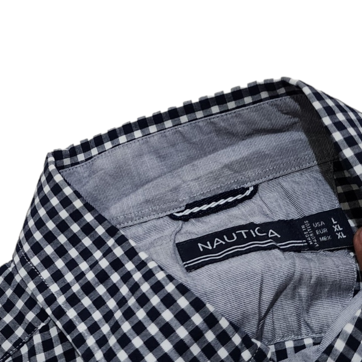 Camisa Manga Corta Nautica Grande L Cuadros Azul Y Blanco