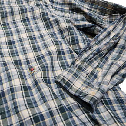 Camisa Tommy Hilfiger 2xl Cuadros Azul Y Verde Vintage