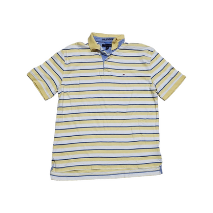 Playera Polo Tommy Hilfiger 2xl Lineas Amarillo, Blanco Azul