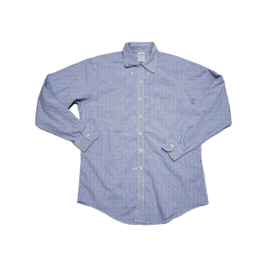 Camisa Brooks Brothers Grande 16 1/2 35 Slimfit Azul Cuadros