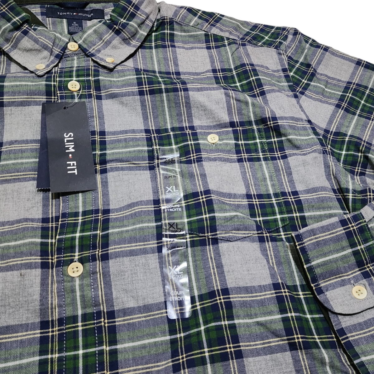 Camisa Tommy Hilfiger Xgrande Xl Slimfit Verde Cuadros