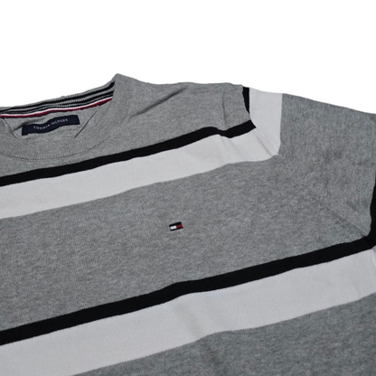 Sueter Tommy Hilfiger Grande L Gris Lineas