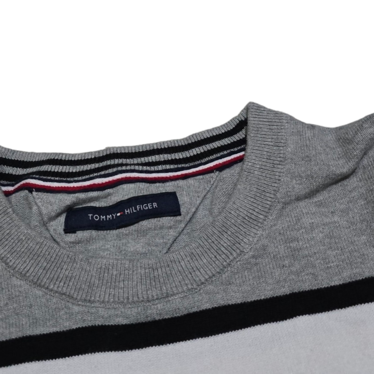 Sueter Tommy Hilfiger Grande L Gris Lineas