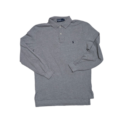 Playera Manga Larga Polo Ralph Lauren Gris Pony Azul