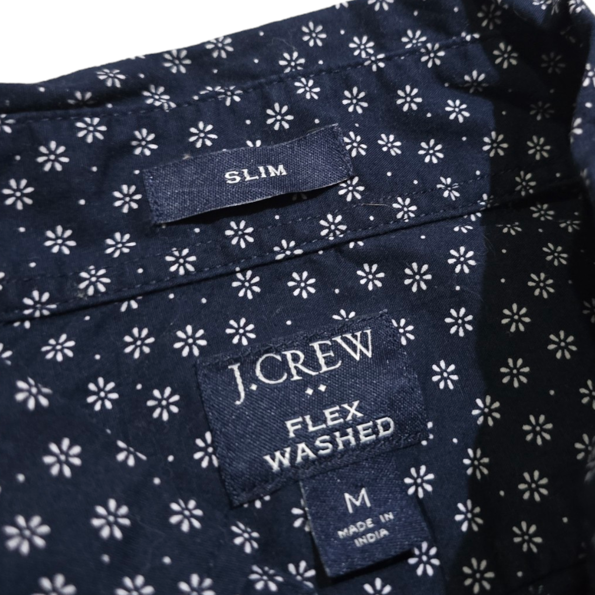 Camisa J.crew Mediana M Slimfit Flex Washed Azul Flores