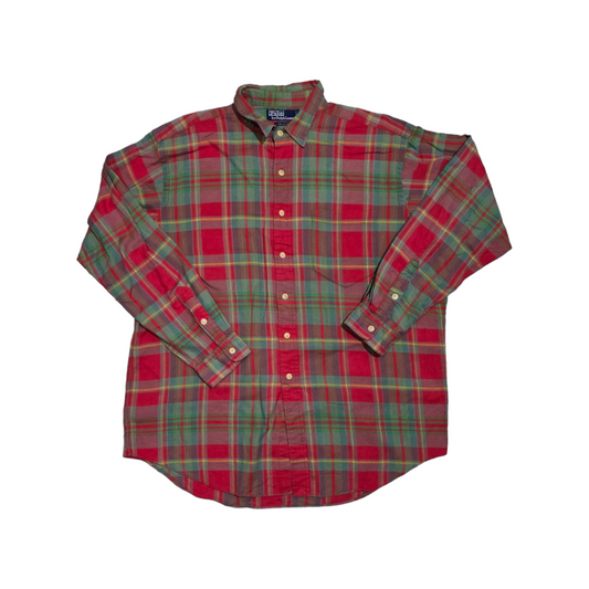 Camisa Ralph Lauren Xgrande Xl Cuadros Verde Y Rojo Franela