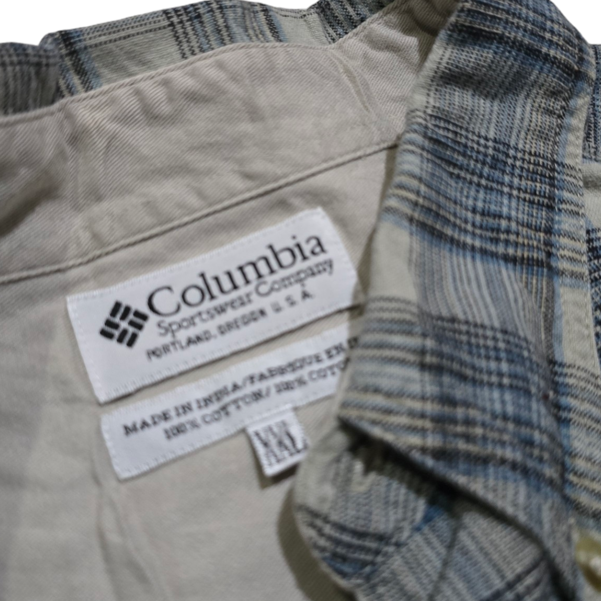 Camisa Columbia 2xl Cuadros Café Y Azul