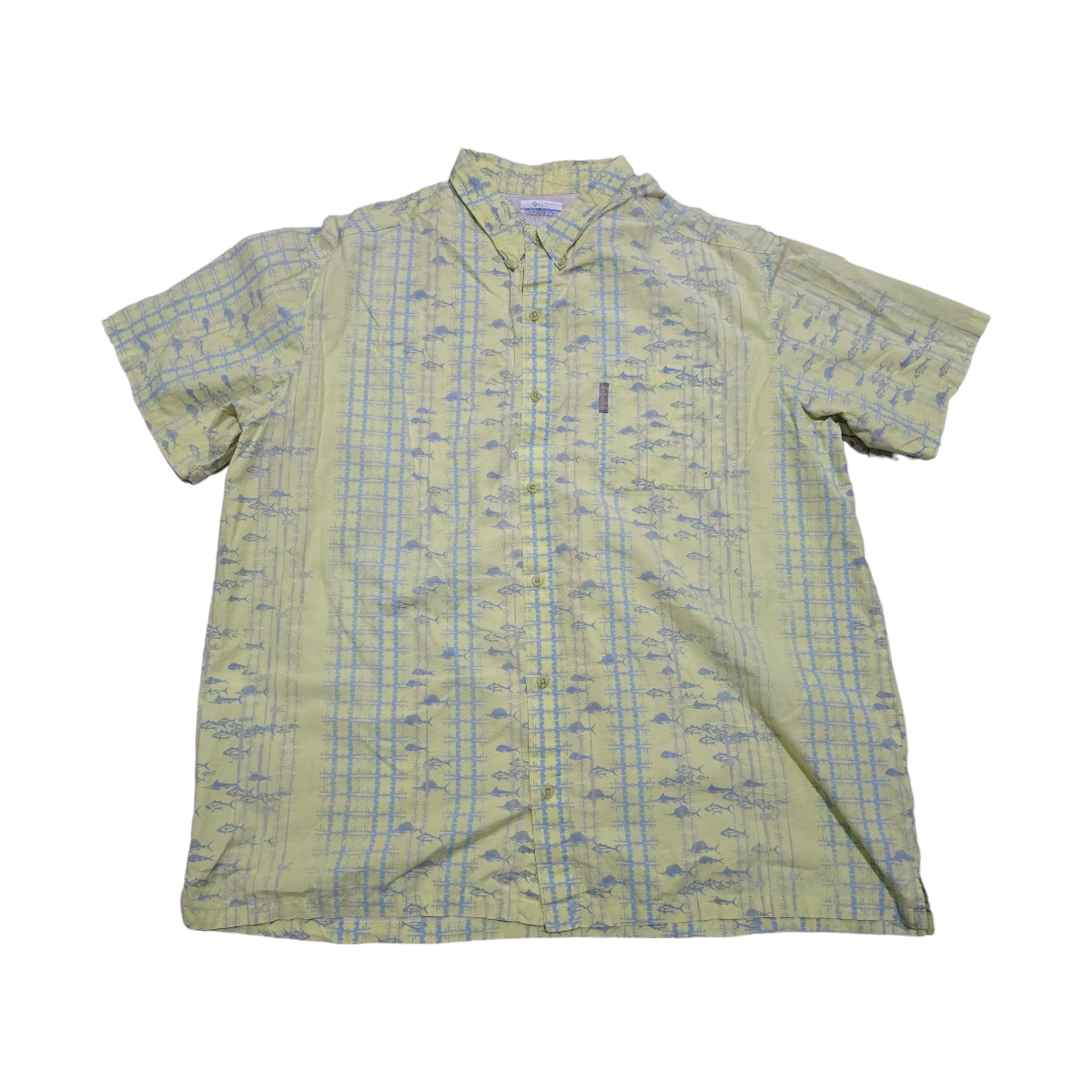 Camisa Manga Corta Columbia 2xl Amarilla Peces