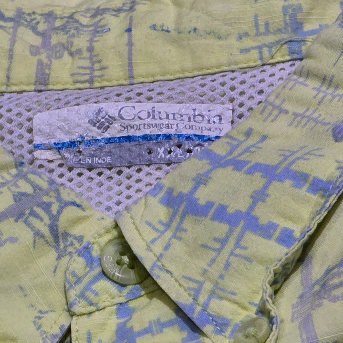 Camisa Manga Corta Columbia 2xl Amarilla Peces