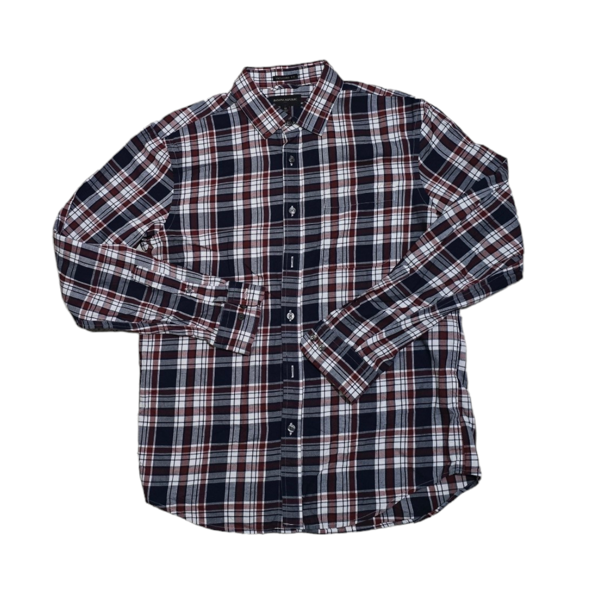 Camisa Banana Republic Mediana Untucked Fit Cuadro Rojo Azul