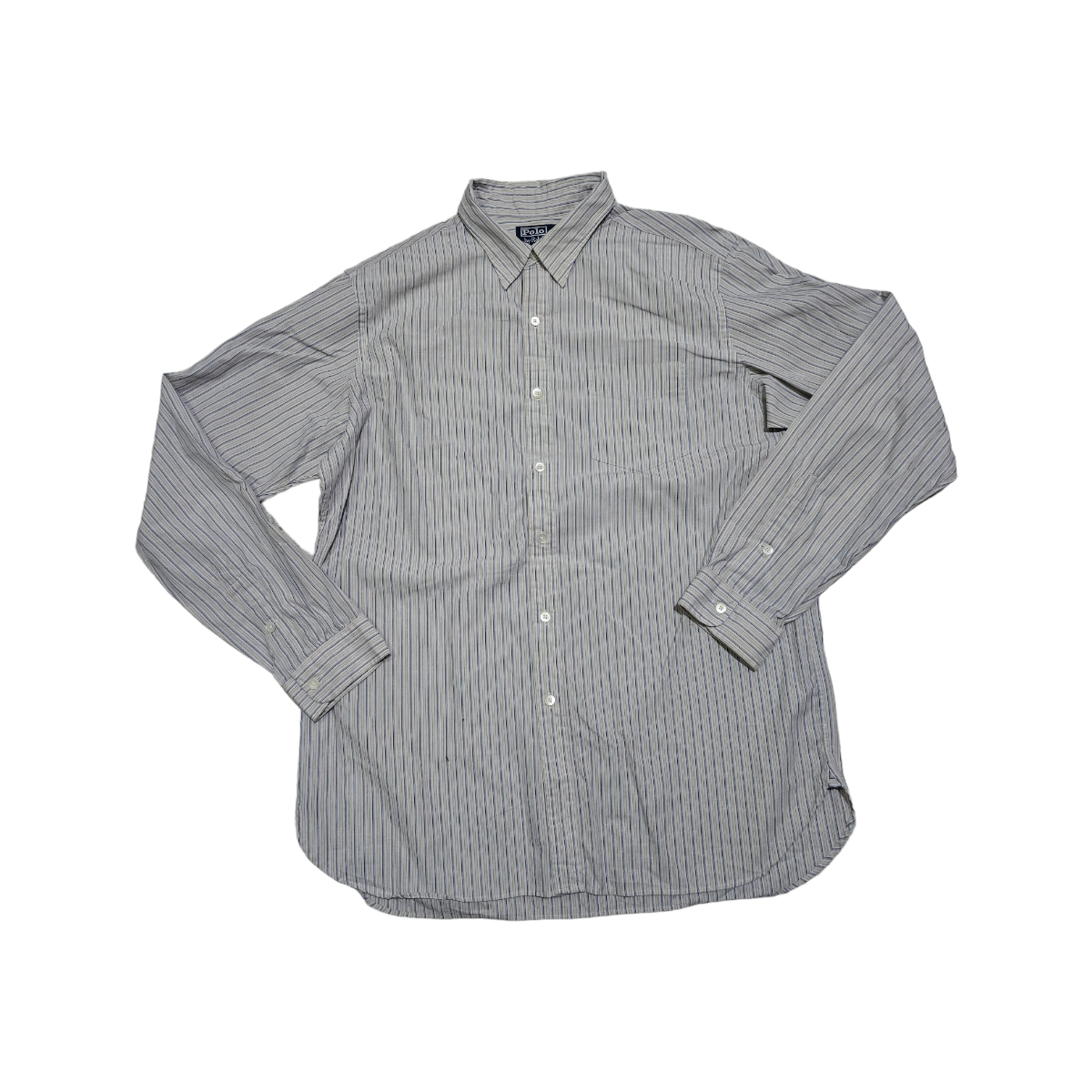 Camisa Ralph Lauren Merton Grande L Lineas Blanco Y Azul