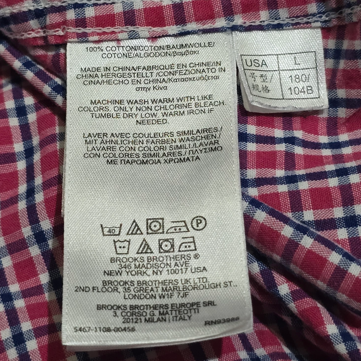 Camisa Brooks Brothers Grande L Regent Cuadro Rosa