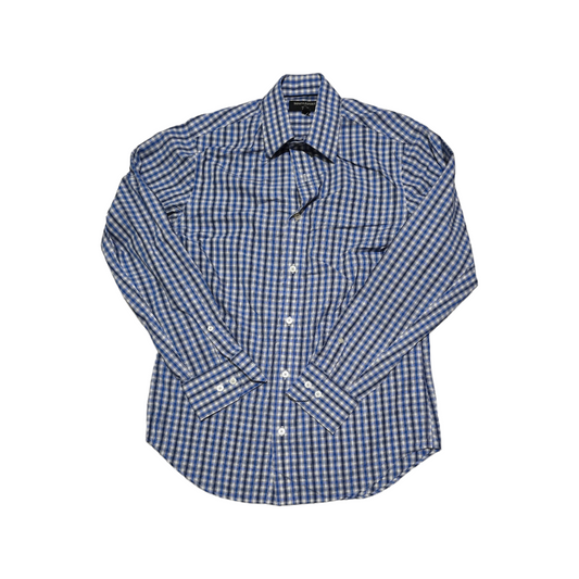 Camisa Banana Republic Chico S 14 1/2 32 Slimfit Cuadro Azul