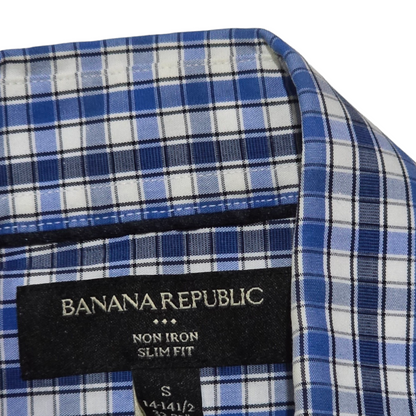 Camisa Banana Republic Chico S 14 1/2 32 Slimfit Cuadro Azul