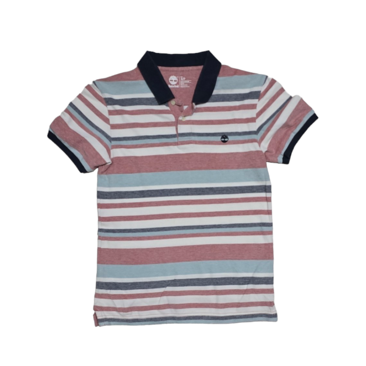 Playera Polo Timberland Chico S Lineas Rojo, Blanco, Azul