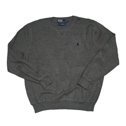 Sueter Cuello Redondo Ralph Lauren 2xl Gris Pony Azul