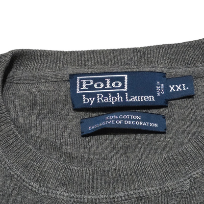 Sueter Cuello Redondo Ralph Lauren 2xl Gris Pony Azul