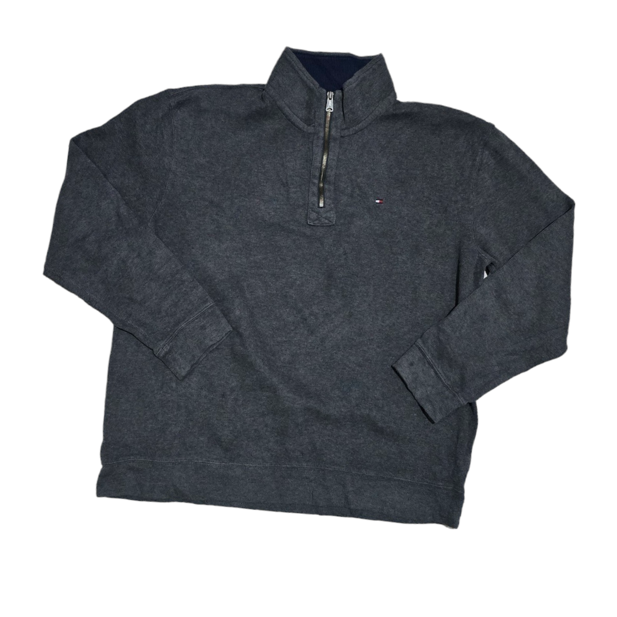 Sueter Con Cierre Corto Tommy Hilfiger 2xl Gris