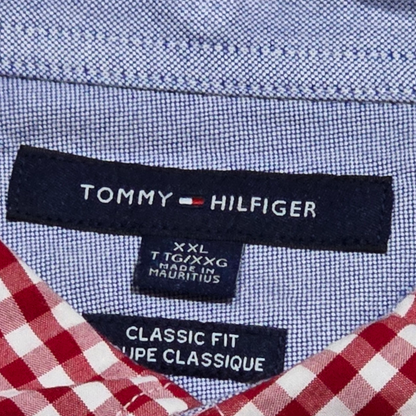 Camisa Tommy Hilfiger 2xl Classic Fit Cuadro Rojo Y Blanco