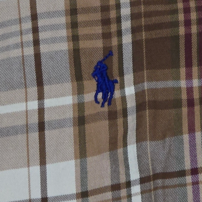 Camisa Ralph Lauren Xgrande Xl Cuadro Café Pony Azul