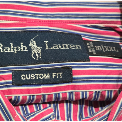 Camisa Ralph Lauren 2xl 18 Lineas Rosa Y Azul Custom Fit