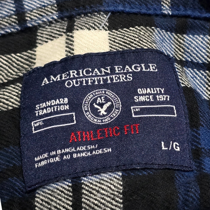 Camisa American Eagle Grande L Franela Cuadro Azul