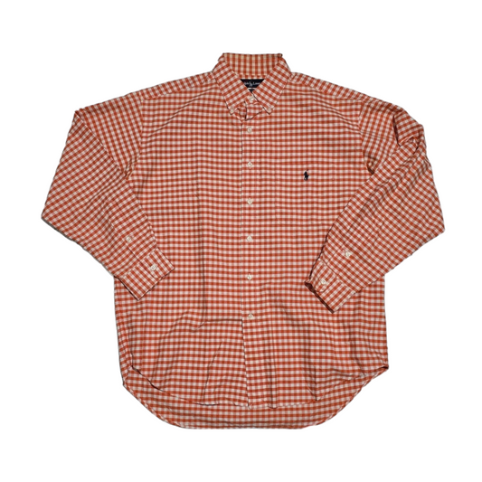 Camisa Ralph Lauren Mediana M Big Shirt Cuadro Naranja