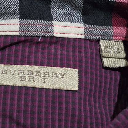 Camisa Burberry Brit Grande L Cuadro Vino Deslavado