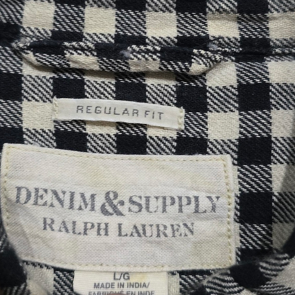 Camisa Ralph Lauren Grande L Regular Cuadro Negro Y Blanco