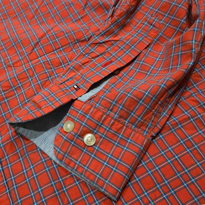 Camisa Tommy Hilfiger Grande L Classic Fit Cuadro Naranja