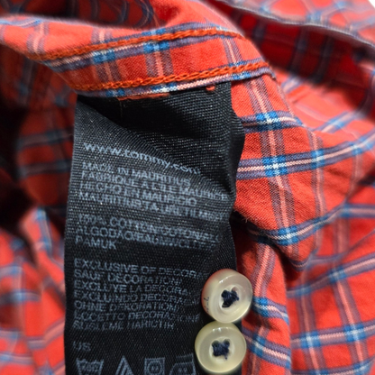 Camisa Tommy Hilfiger Grande L Classic Fit Cuadro Naranja