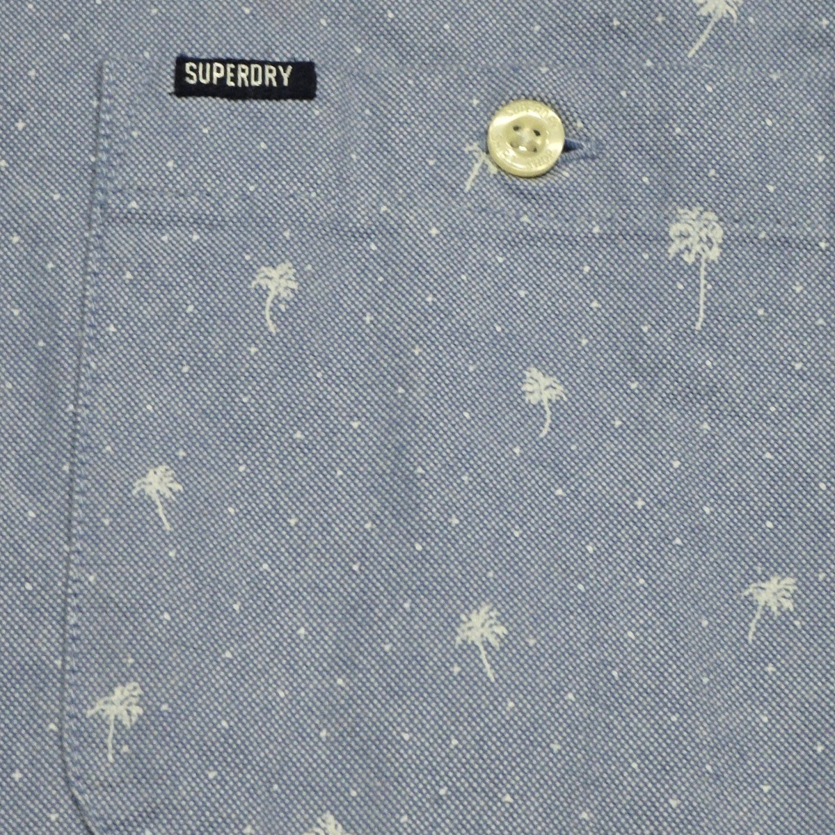 Camisa Manga Corta Superdry Grande L Azul Claro Oxford