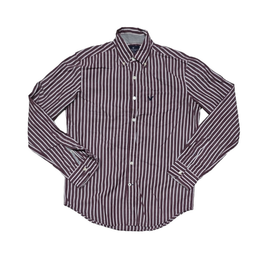 Camisa American Eagle Chico S Classic Fit Lineas Vino