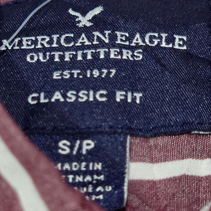 Camisa American Eagle Chico S Classic Fit Lineas Vino