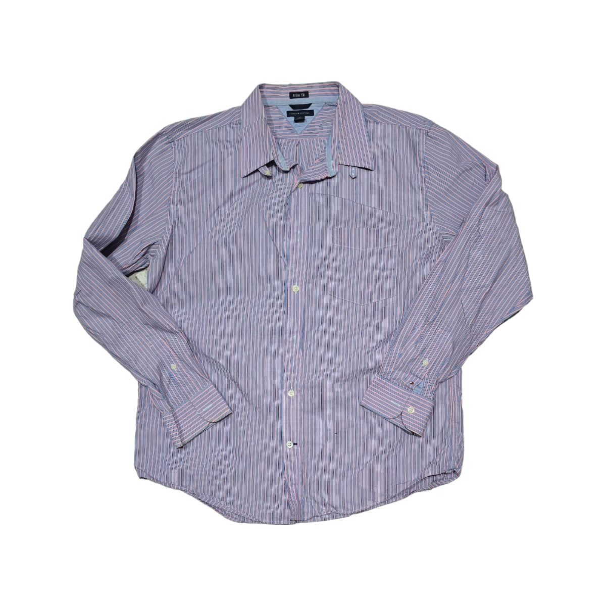 Camisa Tommy Hilfiger Grande Lineas Rosa Y Azul