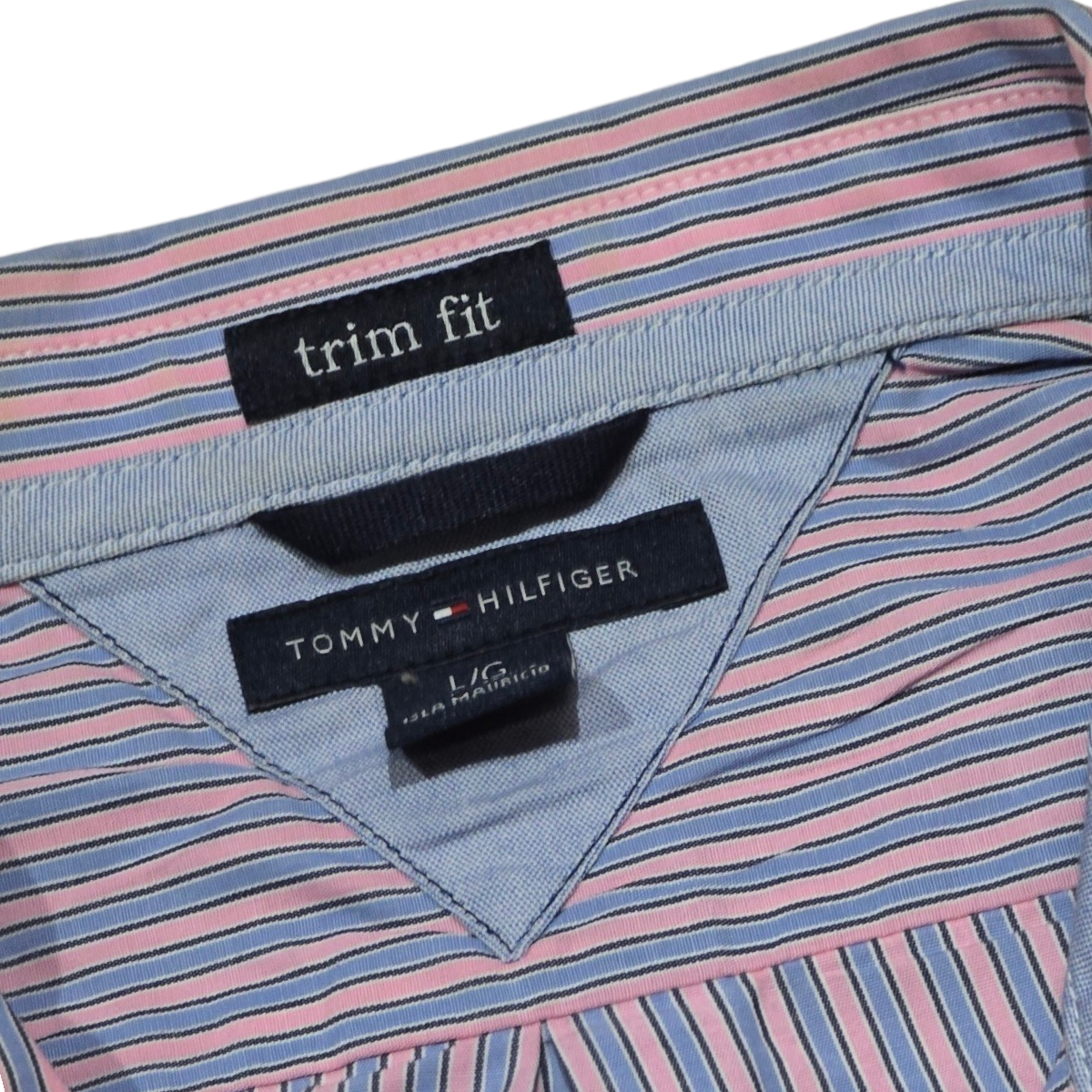 Camisa Tommy Hilfiger Grande Lineas Rosa Y Azul