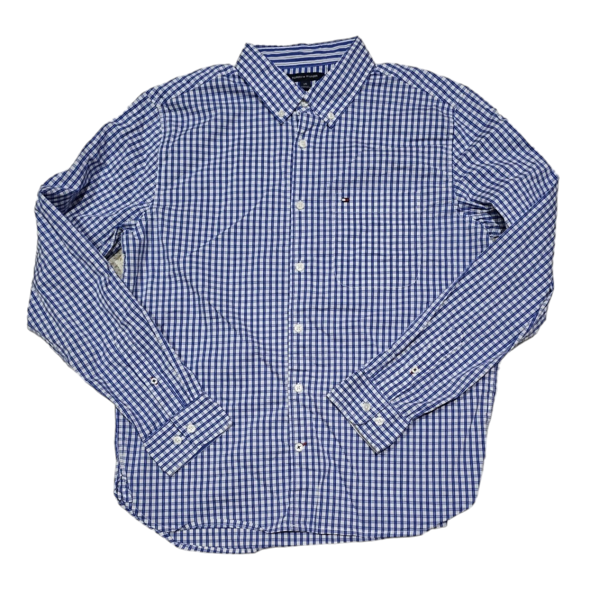 Camisa Tommy Hilfiger Grande L Slimfit Azul Lineas