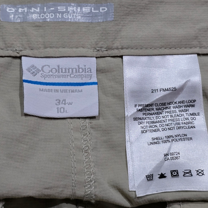 Short Columbia Talla 34x10 Café Claro Omni Shield