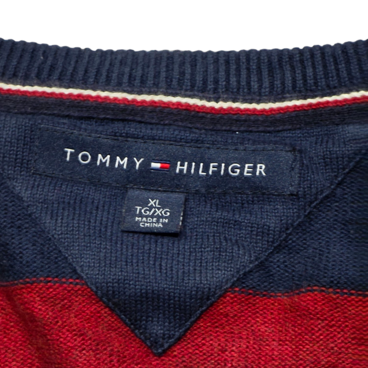 Sueter Tommy Hilfiger Xgrande Xl Azul Lineas Rojo