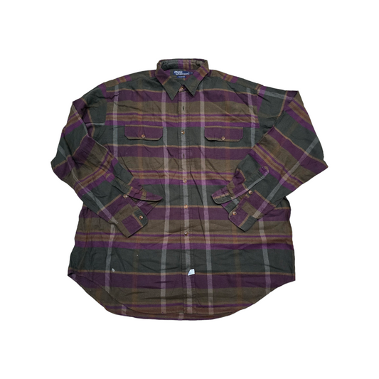 Camisa Ralph Lauren 2xl Cuadro Verde, Morado Y Cafe Franela